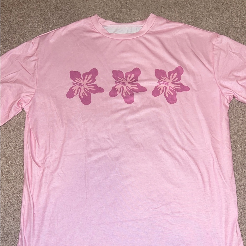 Amazon Pink Floral Women's Oversized Shirt